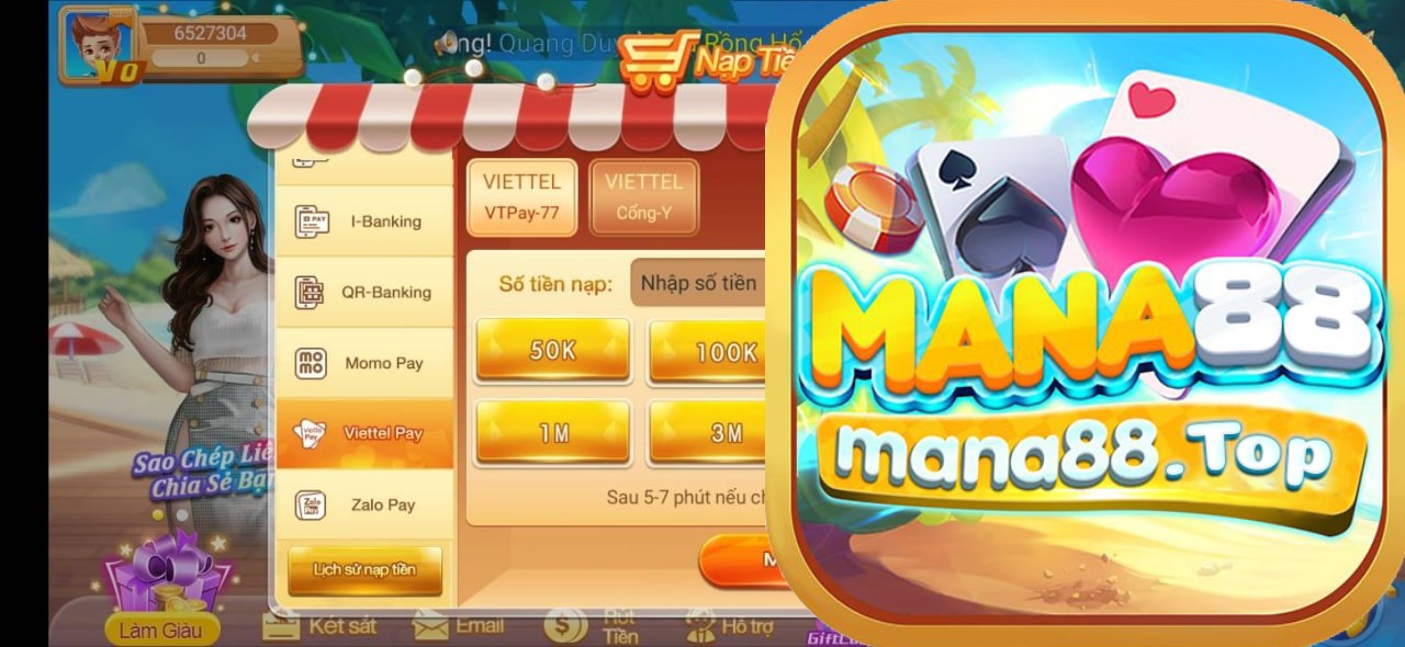 Quy trình nạp tiền từ Viettelpay trên cổng game Mana88 CLub